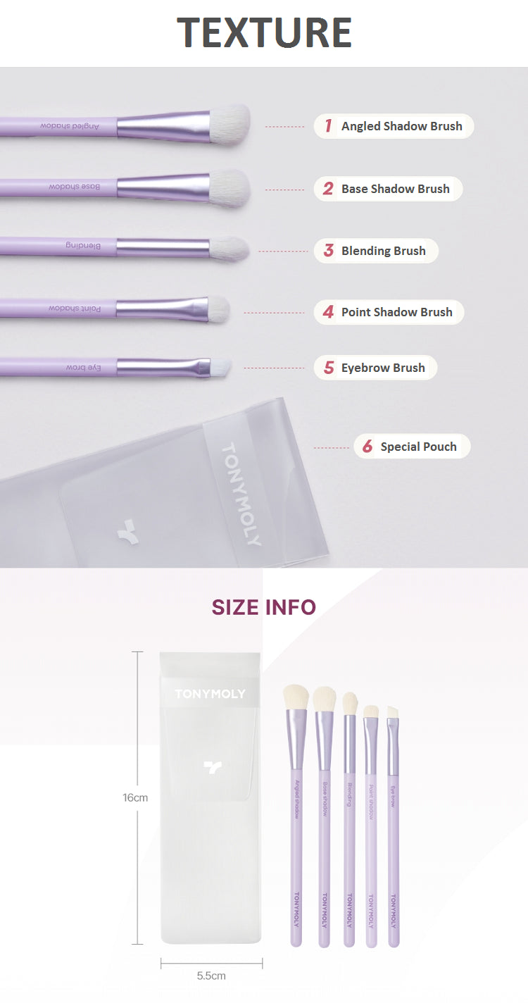 TONYMOLY Eye Make-Up Brush Set of 5pcs